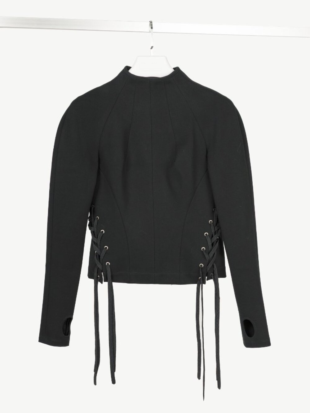 UNTTLD Kitty Black Ponte Lace-Up Long-Sleeve Top
